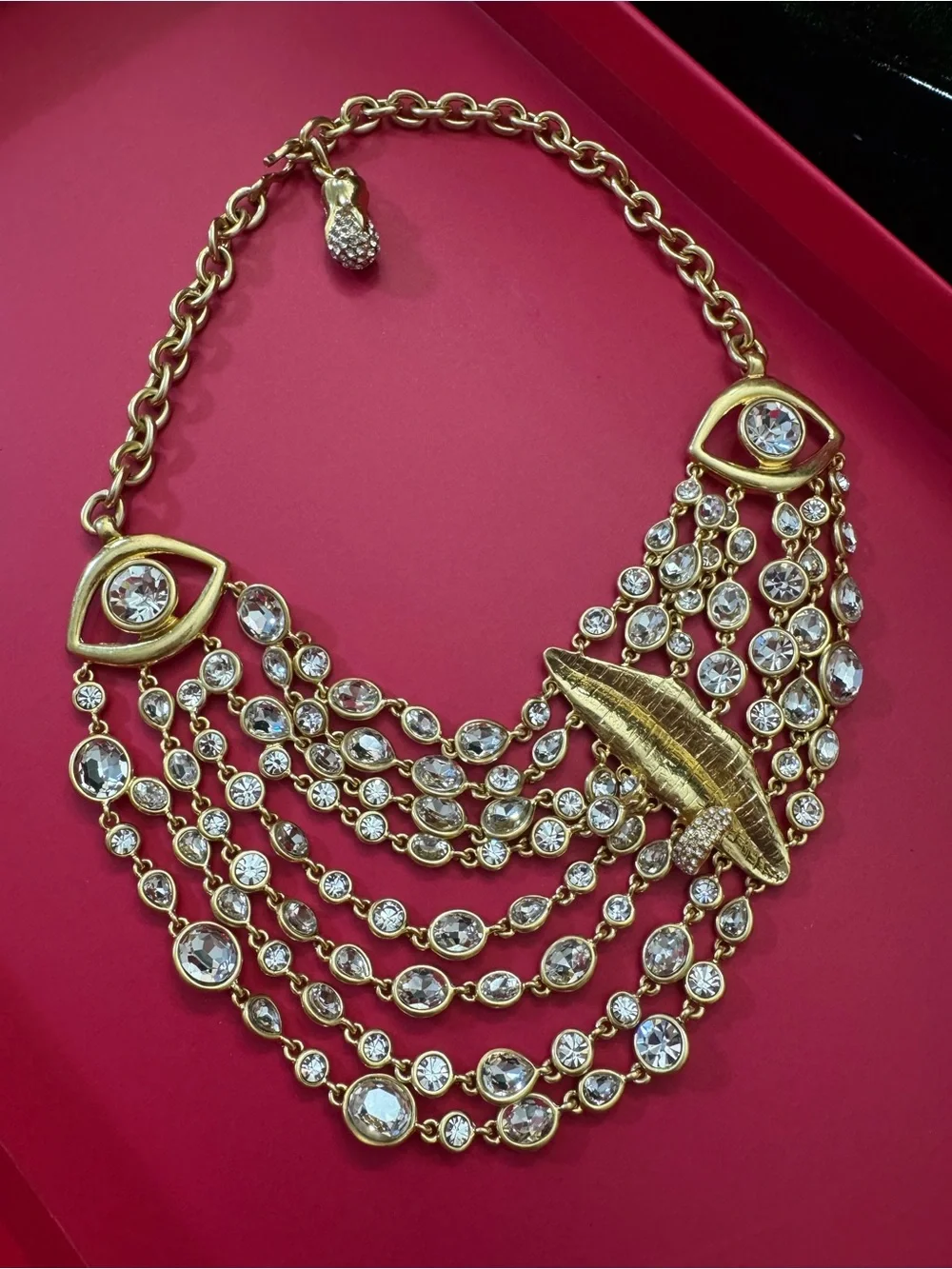 Schiaparelli inspired Surrealist Face anatomy - Crystal Multi-Strand Necklace